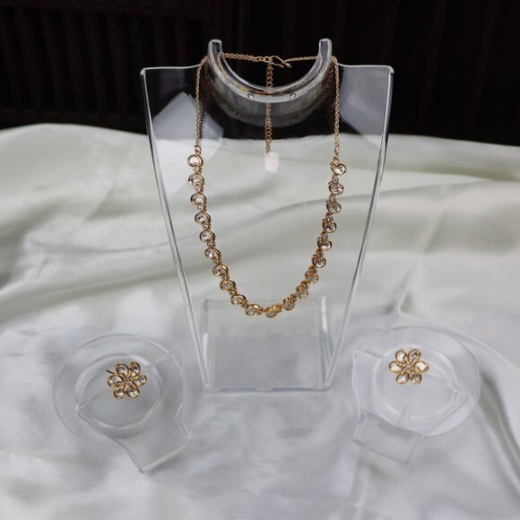 Elegant Brass Kundan Necklace & Earrings Set, JP42 - Picture 6 of 12